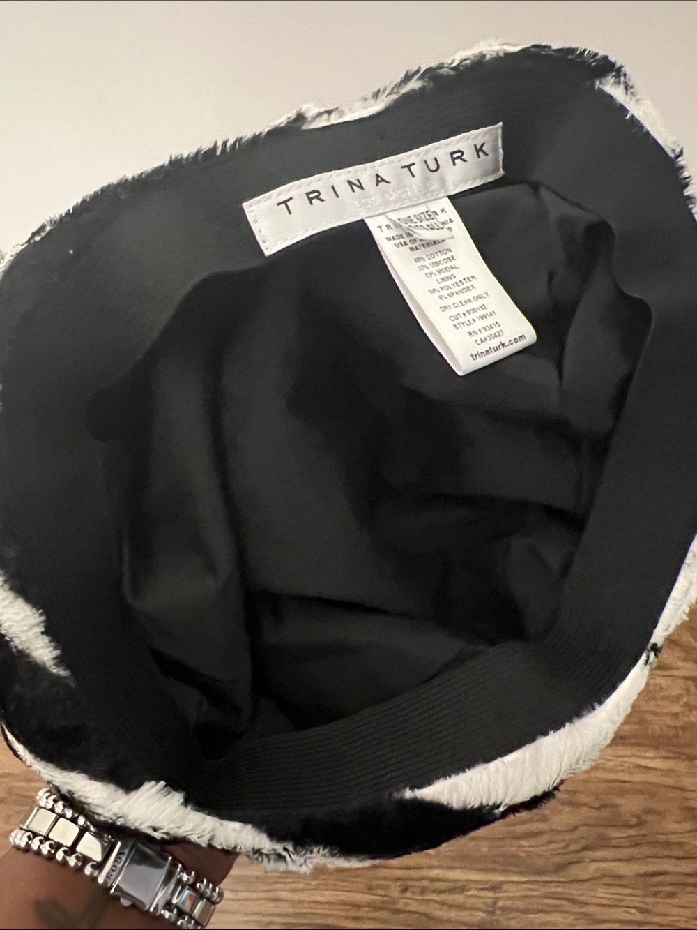 Trina Turk Zebra-Print Faux Fur Beret - Black & White - Picture 4 of 5